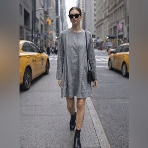 Maison Martin Margiela grey flowy minimalist longsleeve shirt dress
